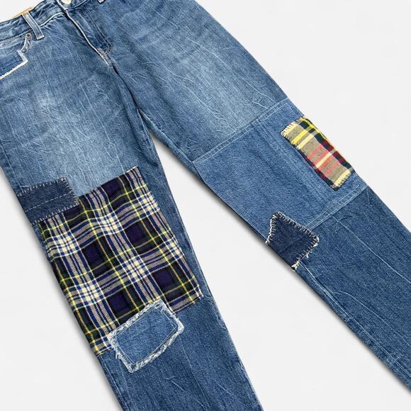 NWT Polo Ralph Lauren Astor Slim Boyfriend Plaid Patchwork Mid-Rise Jeans 14 - Picture 3 of 7